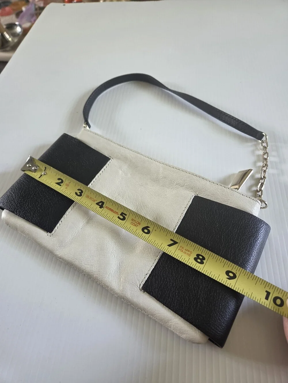 Furla Black & White Colorblock Leather Chain Strap Mini Bag Made in Italy